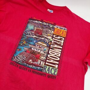 Vtg Hanes Beefy MISSISSIPPI QUEEN 90s 2XL Great Steamboat Tace USA Single Stitch
